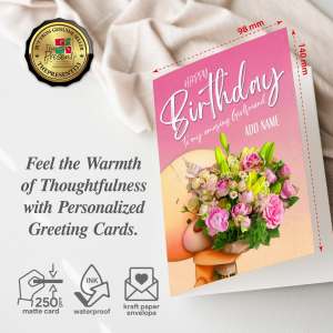 Celebrating Girlfriend Birthday with Tender Love Whispers Heartfelt Custom Wishes Greeting Card in a Kraft Envelope