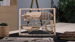 UGEARS Zeppelin 2.5D Puzzle - Framed Classic Aircraft Wood Model DIY Kit with Movable Propellers & Stabilizers - Airship Wooden Puzzle Mechanical Model Kits for Adults - Home and Office Decor for Adults Kids Birthday Gift Present Toys Xmas Christmas Gift