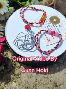 Cuan Hoki Gelang Aura Motif Tibet Mantra Tabung Tridatu Original Khas Bali (rejeki&keberuntungan) cocok untuk Wanita Tali tebal box eksklusif Warna Merah ada Bonus Special Bisa COD