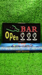ป้ายไฟLED ป้ายไฟตัวอักษร ป้ายไฟวิ่ง ป้ายไฟหน้าร้าน " ป้ายไฟ  OPEN BAR" แบบเสียบปลั๊กไฟ ป้ายไฟตกเเต่งร้าน รับทำป้ายไฟ