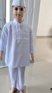 Baju Koko Putih Lengan Panjang Usia 4 - 12 Tahun