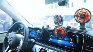 SEAMETAL Kipas Kepala Mobil Ganda Pengisi Daya Usb Kipas Angin Pendingin Sandaran Kursi Mobil Mobil 3 Kecepatan Mobil Universal 360 Derajat Kipas Angin Berputar