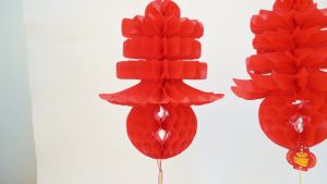 [2 Pcs] Lampion Kertas Imlek Merah / Lampion Lipat Tahun Baru Imlek / Dekorasi Hiasan Sincia / Lampion Chun Mrh