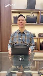 Ví Cầm Tay Túi Xách Da Nam GENCE RB10 Da Bò Khóa Vân Tay Cao Cấp Màu Đen