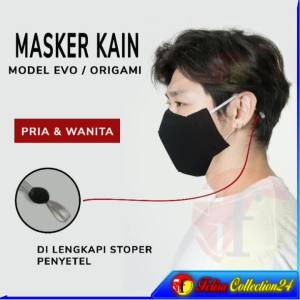 Masker kain 3 lapis Masker 3 ply tali karet dengan stopper