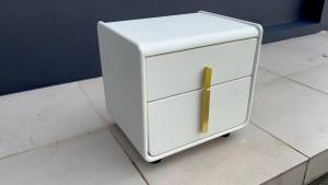 ShadowTone Nightstand / Modern Leather Bedside Table - FRM2169