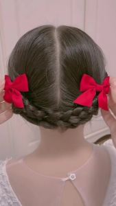 2pcs/Set Korean Style Bow Cute Hair Clip For Kids Baby Hair Ribbon Fashion  Clip Accessories