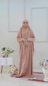 SYADZILAH - Mukena Terusan Dewasa Bordir Bunga Ivy Katun Premium