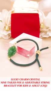 lucky charm Crystal Nine-Tailed Fox & adjustable string bracelet for kids & adult to bring good fortune (CFQ)
