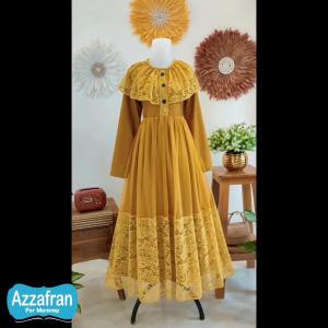 Gamis Fatiha Couple Gold | Baju Katun Anak Perempuan & Dewasa Seragam Lebaran Brokat Terbaru Murah