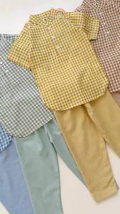 PEEWEE Setelan Koko Anak Set Kurta Anak Set Kemko Anak Kotak Gingham 1-10 Tahun