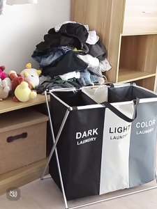 ตะกร้าอเนกประสงค์ เก็บเสื้อผ้า 3 ช่อง ตะกร้าแบ่งชนิดเสื้อผ้า วัสดุแข็งแรง รุ่น 3