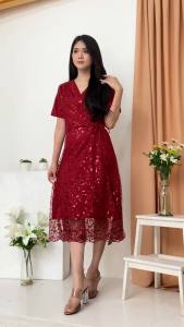 Ken-071 Kimono Brukat long dress gaun pesta terusan fashion wanita