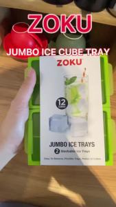 Zoku BPA Free Jumbo Ice TraysBig Ice Cube Mold Square Ice Cube Giant Ice Mold Party Ice (Set of 2)