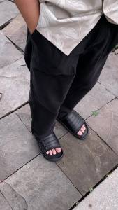 Edefootwear BETA - Sandal Slide Casual Kulit Hitam Pria