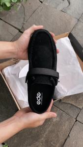 Edefootwear OCTA - Sandal Sepatu Mule Crepe Sole Kulit Suede Hitam Pria