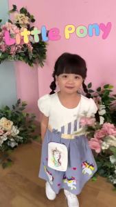 Two Mix Dress Anak Perempuan Little Pony Digital Print Bonus Tas Cantik 1-12 Tahun 4252