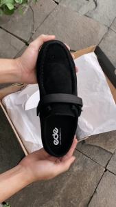 Edefootwear OCTA - Sandal Sepatu Mule Crepe Sole Kulit Suede Hitam Pria