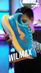 NUEVO Wilmax Black Blue/Yellow Sepatu Lari Pria Olahraga Running Cowok