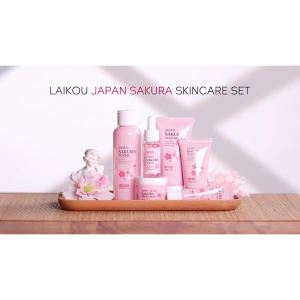 LAIKOU Japan Sakura Skincare Whitening 6pcs Sets Cleanser Toner Serum Eye Cream Face Moisturizer SPF50 Sunscreen Skin Care Set