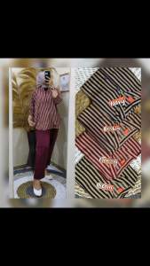 ONESET SALUR SETELAN WANITA MODEL LENGAN BALON MOTIF SALUR LD 120cm(BISA COD)HARGA GROSIR