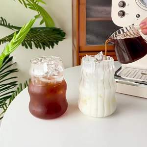 Crystal House High Quality Borosilicate Glass Mug Durable Transparent Textured Beverage Cup Heat And Cold Resistant