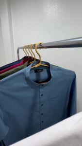 เสื้อเชิ้ตคอจีนแขนยาวสีเลือดหมู  ผ้า Oxford มีไซส์ใหญ่ (อก 40-51)