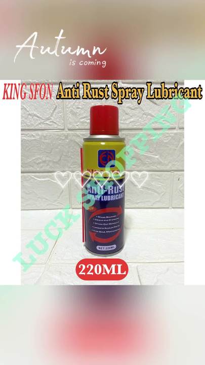 KING SFON Anti Rust Spray Lubricant 220ML Stops Squeaks Cleans and Protects Drives Out Moisture Loosens Rusted Parts