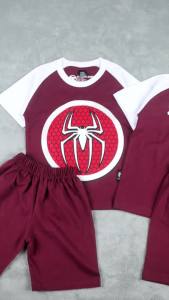 Grosiran Setelan Kaos Anak Raglan Superhero Bahan Tebal Cotton Combed 30s Sablon Plastisol Usia Anak 3-10 Tahun