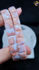 Collection Grade Natural Petrified Milk Tea Alashan Agate Shou Pai Bracelet