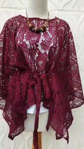 Promo Cape Batwing Brokat Kondangan & Wisuda Cape Brokat Cantik Outer Wanita Terbaru Outer Pita Kebaya Kardigan Cape Tile Mutiara B8J1