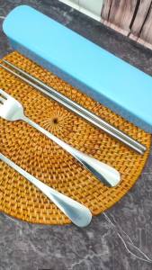 Eatkit Sendok Garpu Sumpit Set Stainless Steel 304 Tebal Food Grade BOX Souvenir Cutlery Dengan Box