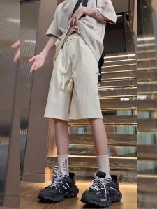 Mens shorts new Chinese pan buckle casual shorts summer thin ice silk outside wear large size loose mens five-minute pants trend handsome