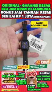CASIO - CASIO LQ-142E-2ADF - Analog - NEW - WOMEN - Resin Band - Hitam Motif Biru - Jam dunia JD18ST # Jam Tangan Wanita Cewek Anti Air Digital Analog + CASIO LQ 142E 2A LQ-142E 142 E LQ142 LQ-142 LQ142E LQ-142E-2A $ WR0 STR KC7 HT7