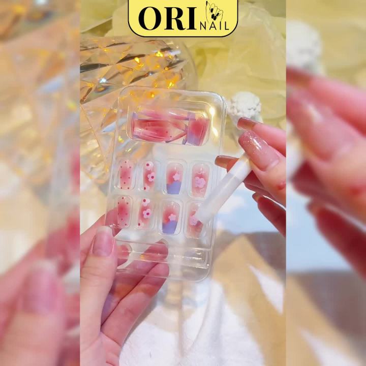Móng Tay Giả Nail Box Đính Đá Đính Charm Kiểu Dài Màu Hồng Xinh Xắn ORI ...