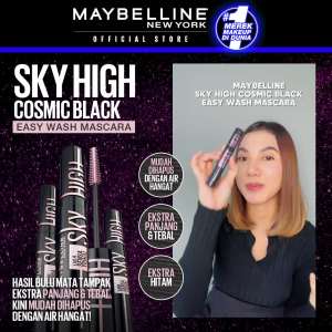 MAYBELLINE OFFICIAL Sky High Cosmic Black Easy Wash Mascara 6ml - Maskara Eye Make up Black Bulu Mata Panjang Tebal Tahan 24 Jam Smudgeproof