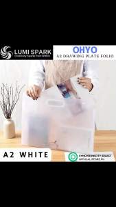 LUMISPARK OHYO Art Portfolio | Large Drawing Storage Bag with Handles | Waterproof Folder Container for Artwork Plates Sketch Poster Photography Diamond Painting | Clear White or Shade of Grey | A3 [44x36cm] or A2 [57x45.5cm] Size