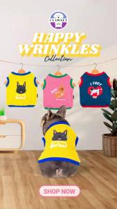 เสื้อกล้ามแขนกุด Happy Wrinkles เสื้อกล้ามสัตว์เลี้ยง | CLAWSET.BKK