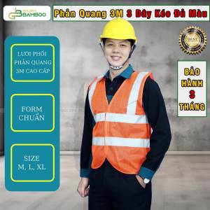 Áo Lưới Công Nhân Phản Quang 3M Golden Bamboo Thiết Kế 3 Dây Kéo Đủ Màu Sắc In Ấn Thiết Kế Tem Nhãn