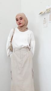 Rok Wanita Korean Style Rok Cargo Wanita Dewasa Terbaru Bahan Katun Premium