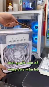 Quạt Đá Điều Hòa Hơi Nước Mini Để Bàn - Quạt Điều Hòa Mini Phun Sương Có Khay Chứa Đá Tiện Dụng