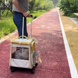 กระเป๋าแมวล้อลาก กระเป๋าสัตว์เลี้ยง สไตล์เกาหลี  สองสี กระเป๋าสัตว์เลี้ยงล้อ การเดินทางร่วมกับสัตว์เลี้ยงในช่วงเทศกาล