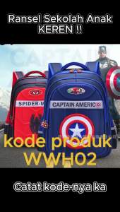 WWH02 Tas Anak Sekolah SD Ransel 15" - 16" Besar Spiderman Impor Backpack Murah TKM
