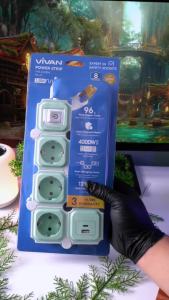 Vivan Power Strip VPS-H008A Pro-G Saklar 3 Lubang Adaptor Stop Kontak Multifungsi Usb Dan Type C