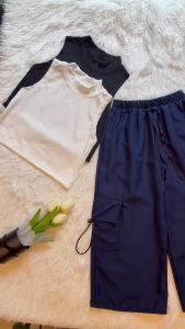 ชุดเซ็ตเสื้อ+กางเกงคาร์โก้เด็ก ทรงหลวม ขากว้างใส่สบาย อินเทรนด์สุดๆ น้ำหนัก5-25กิโล รหัสH121