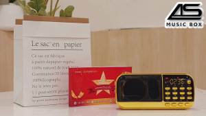 AS MUSIC BOX วิทยุลิขสิทธิ์แท้ ต้นฉบับแท้เพลงลูกกรุง สุนทราภรณ์ สตริงยุค80 เครื่องเล่นเพลง วิทยุพกพา 2019 เพลง รุ่นสีแดงทอง