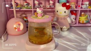 100% Authentic Sanrio Hello Kitty Thermos Cup Glass 55 Degree Keep Warm Mug with Warm Pad Thermostatic Cup Pad Warm Cup 55° 50° 60° Insulated Water Cup Heating Base Intelligent Control Home Heating Cup A204 SD90046