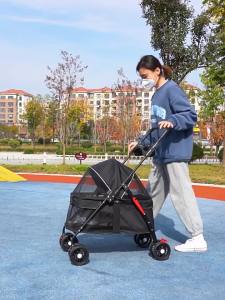 PMT Foldable Pet Trolley Dog Cart 4 Wheels Fit for 20KG travel mosquito net Carrier Strong Structure