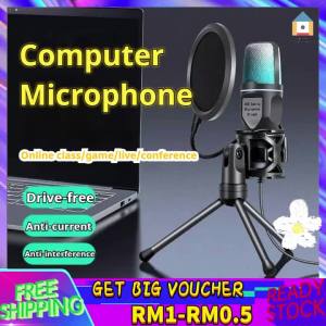 【Malaysia Spot Sale】Studio microphone microphone with Pop filter USB microphone wired microphone Led RGB integrated high sensitivity live tream microphone