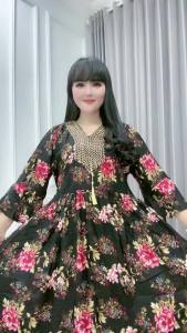 Dress Wanita RC Renda Natasha Lengan Terompet Katun Rayon Busui